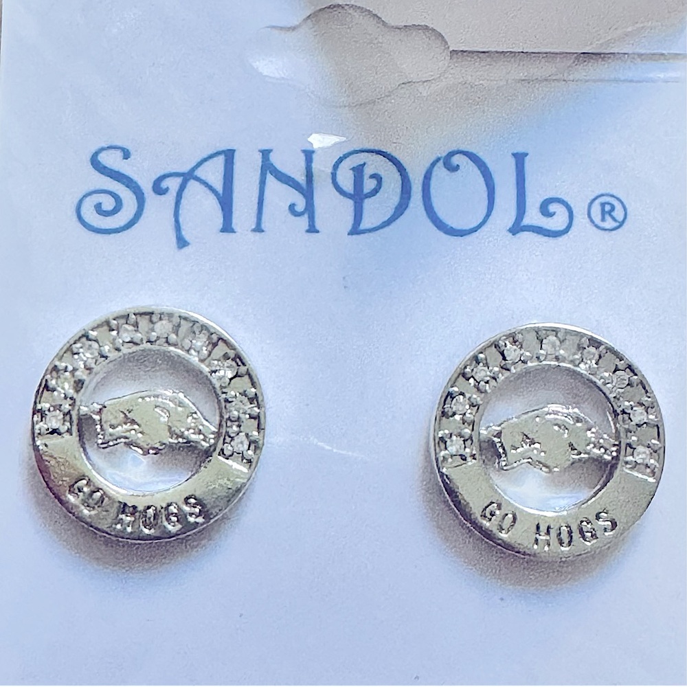 NWT Silver Arkansas Razorback Studded Earrings